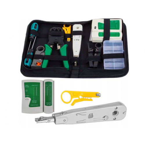 9 gabali tīkla instrumentu komplekts, LAN kabeļu testeris, 9 in 1 Kraft&Dele (KD10881)