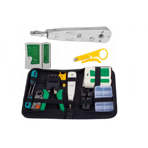 9 gabali tīkla instrumentu komplekts, LAN kabeļu testeris, 9 in 1 Kraft&Dele (KD10881)