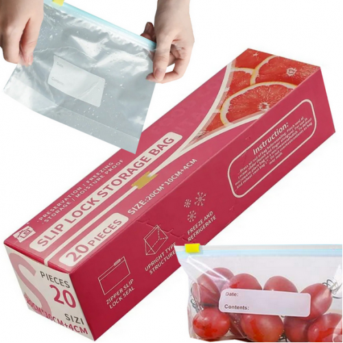 Пакеты из фольги с застежкой-молнией, герметичные, для пищевых продуктов, 600 мл, 20 шт. 07224