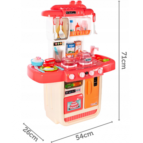 Liela rozā virtuve ar tvaiku, gaismu un skaņu + produkti (107878)