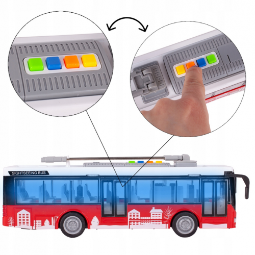 Autobuss 1:16 ar skaņu un gaismu, atvēramam durvīm