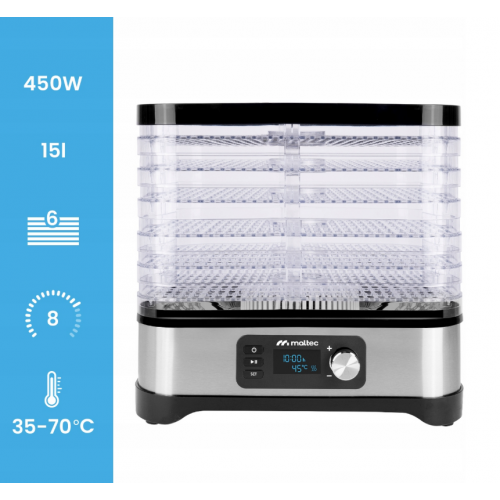 MalTec PerfectDry 450W pārtikas žāvētājs ar regulējamu jaudu (109553)