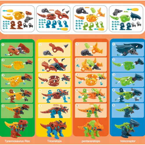 Dinozauru konstruktora komplekts ar grozāmiem klucīšiem (112261)