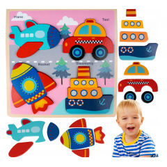 Koka automašīnas, puzles, transportlīdzekļi, rotaļlieta bērniem, atbilstošas ​​formas, MalPlay (109711)