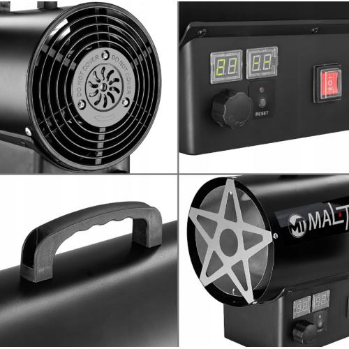 Gāzes sildītājs ar ventilatoru, termostatu cilindram, šļūteni, LCD reduktoru 25 kW (113479)