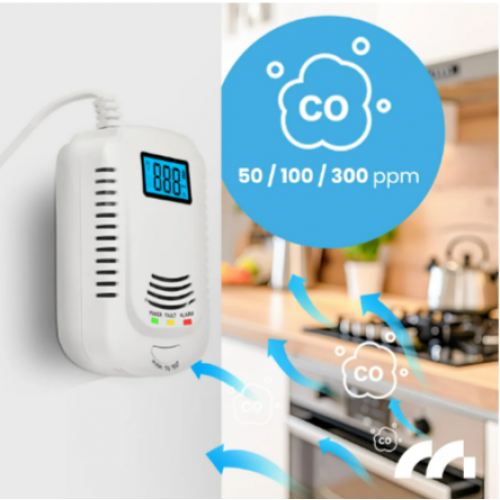 Oglekļa monoksīda gāzes sensors LPG trauksmes detektors sertificēts LCD 2in1MalTec(113562)