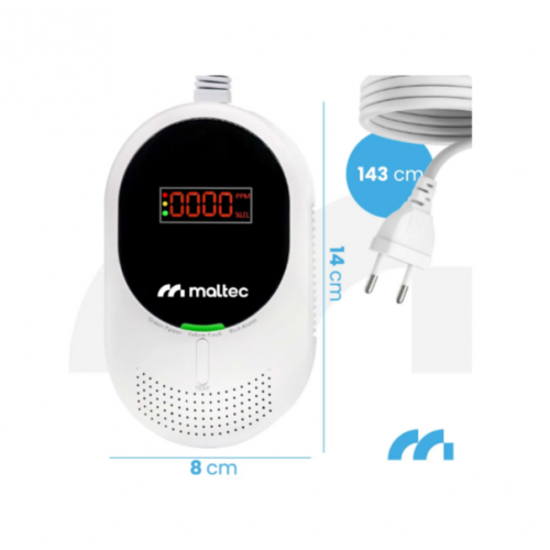 Maltec 2-in-1 oglekļa monoksīda trauksmes detektors ar LCD displeju, sertificēts, LPG (113563)