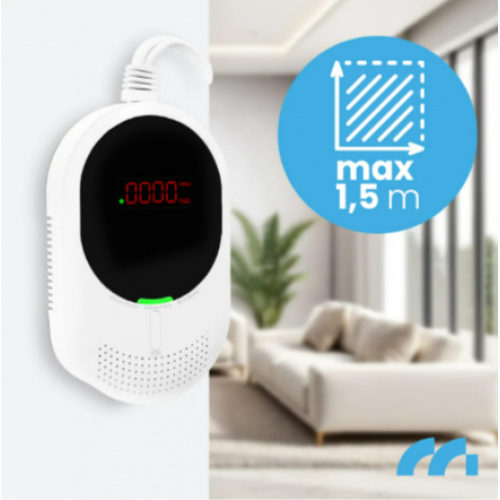 Maltec 2-in-1 oglekļa monoksīda trauksmes detektors ar LCD displeju, sertificēts, LPG (113563)
