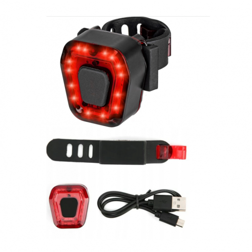 Velosipēda sarkans, aizmugurējais, USB LED lukturis (14494)