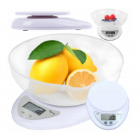Elektroniskie digitālie virtuves svari ar bļodu 5 kg LCD precīza mērtrauka  (17123)