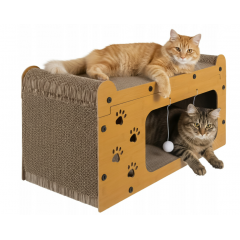 Когтеточка Purlov, многофункциональная лежанка для кошек, изготовлена ​​из картона и HDF. (27016)