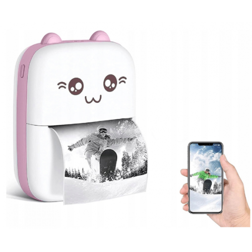Mini bezvadu termiskā printers pārnesamais drukātājs fotogrāfijām un piezīmēm (27319_R)