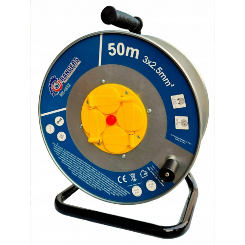 Dārza pagarinātāja kabeļa spole RANGERS 50 m 4 rozetes melna.(CD1716)