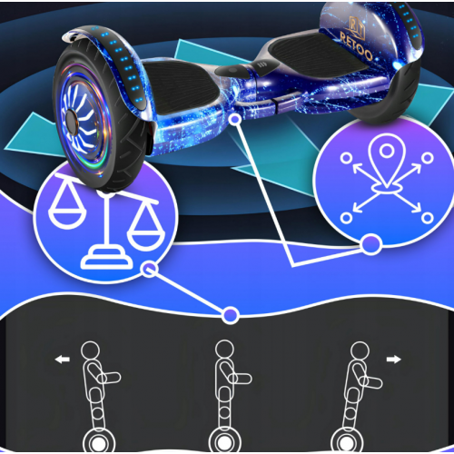 Giroskūteris - Hoverboard LED, Bluetooth, skaļruņi, 10 collu riteņi RETOO (E031-2)