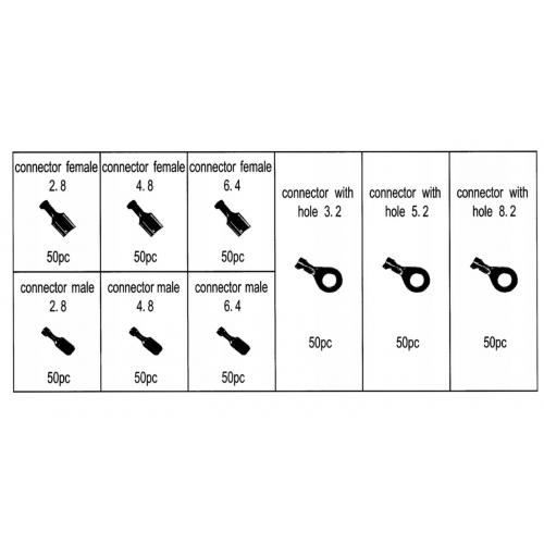 450 pārsegu komplekts automašīnu kabeļu savienotājiem Kraft&Dele (KD10493)