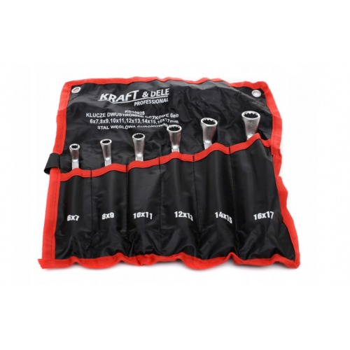 Divu galu gredzenatslēgas 6–17 mm, izliekts korpuss, 6 gab Kraft&Dele. (KD10928)