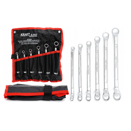 Divu galu gredzenatslēgas 6–17 mm, izliekts korpuss, 6 gab Kraft&Dele. (KD10928)
