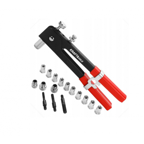 Rokas kniedēšanas instruments M3-M8 kniedēšanas uzgriežņiem, 106 gabali komplekts Kraft&Dele (KD11299)