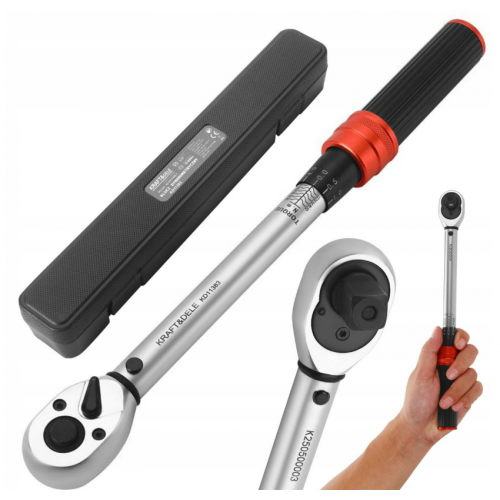 Griezes momenta dinamometriskā atslēga 1/2" 10-60 Нм. +sertificēta. Koferis. Kraft&Dele (KD11383)