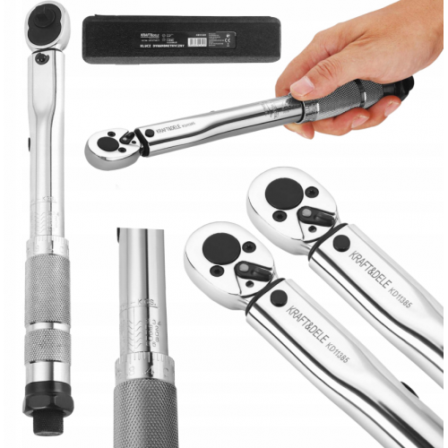 Griezes momenta dinamometriskā atslēga ar sprūdrata 1/4 collas, 5–25 Nm, izturīgs rokdarbu korpuss.  KRAFT&DELE (KD11385)