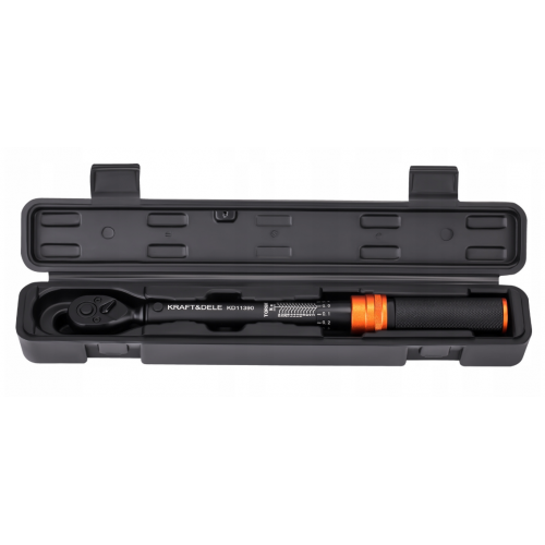 Griezes momenta dinamometriskā atslēga 1/4" 1-25 Nm 290 mm, koferis, sertificēta. Kraft&Dele (KD11390)