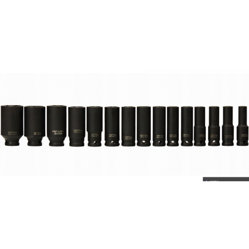 1/2 collu triecienuzgriežņu atslēgas, 15 gabali, garums 10–32 mm, CR-V, korpusā Kraft&Dele (KD11749)