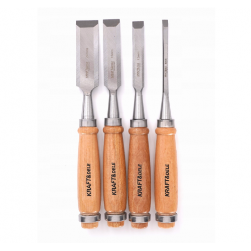 Galdnieka kaltu komplekts, 4 gab.: 6, 12, 18, 24 mm, masīvkoka rokturis. Kraft&Dele (KD11771)