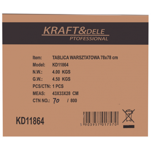 Настенная доска для мастерской со сменными контейнерами Kraft&dele 78x78 см (KD11864)