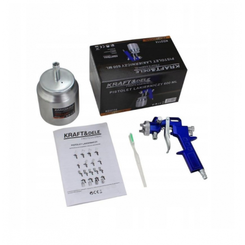 Krāsas smidzināšanas pistole 600 ml + uzgalis 1,5 mm, 5 bar  Kraft&Dele (KD2114)