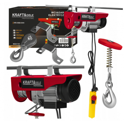 Elektriskā vinča 150 kg / 300 kg, 230 V / 50 Hz. KraftDele (2190 )