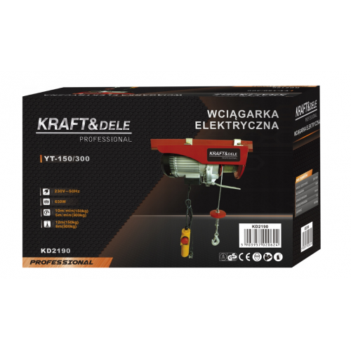 Elektriskā vinča 150 kg / 300 kg, 230 V / 50 Hz. KraftDele (2190 )