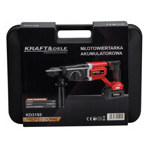 Akumulatora triecienurbjmašīna 21 V 4,5 J SDS+ bezsuku 2 x 4 Ah. (KD3195)