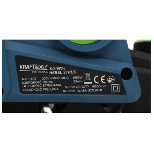 Elektriskā ēvele 230 V 1550 W ēvele ar vadu Kraft&Dele (KD1682-z)