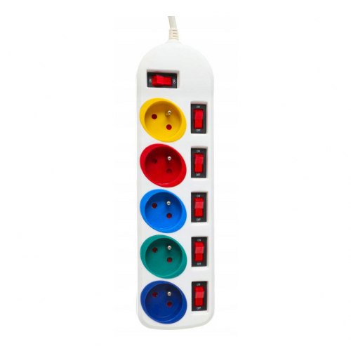 Pagarinātājs 1,5 m, 5 kontaktligzdas ar atsevišķiem slēdžiem, tīkla filtrs, no Kraft&Dele (KD4000)