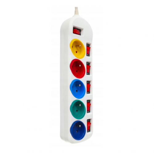 Pagarinātājs 1,5 m, 5 kontaktligzdas ar atsevišķiem slēdžiem, tīkla filtrs, no Kraft&Dele (KD4000)