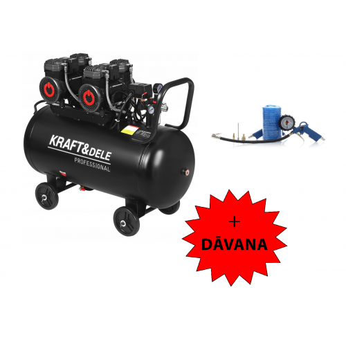 Bez eļļas kompresors 3x 2200w + separators + manometrs + glicerīns (KD4084)