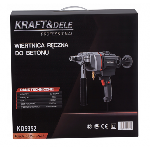 Бетонорезабивная дрель KRAFT&DELE 2300 Вт, диаметр 202 мм, водяное охлаждение, профессиональная. (KD5952)