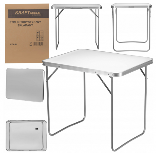 KRAFT&DELE kempinga galds, salokāms, balts, 60x80x69 cm (KD641)