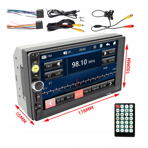 Автомагнитола BLUETOOTH 2 DIN 7" RDS USB MICRO SD 4x50 Вт камера заднего вида RETOO(M010)
