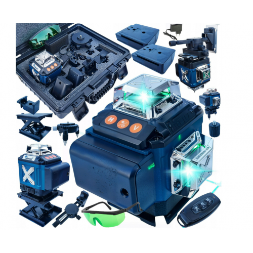 Lāzera līmeņrādis Krustveida lāzers Zaļš Pašlīmeņojošs 4D 360 2 Baterijas.(OD2221)