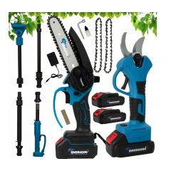 Akumulatora zāģis 15 cm + dārza šķēres + 2 m teleskopiskais kāts, komplekts 2x36 V. (OD9140)