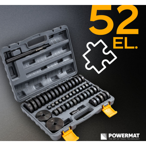 ADAPTERU KOMPLEKTS BUKSU UN GULTŅU UZSTĀDĪŠANAI UN DEMONTĒŠANAI 52 gab. 18–74 mm (PM-STIL-52T)