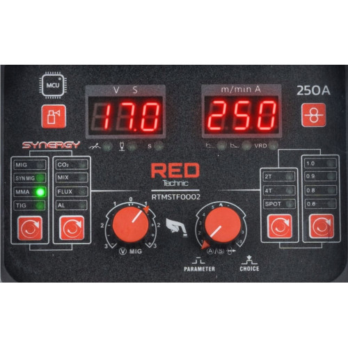Invertora metināšanas aparāts MIG-MAT (MIG-MAG / FLUX / MMA / LIFT-TIG) RED TECHNIC 30-250 A (RTMSTF0002)