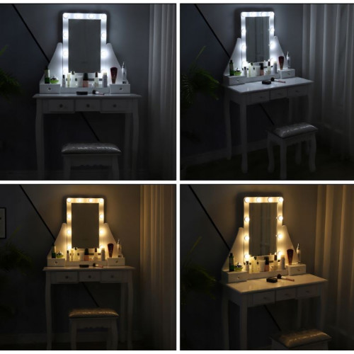 Kosmētiskais tualetes galdiņš ar apgaismojumu + Taburete (SDH158)