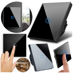 Skārienjutīgais slēdzis, IESLĒGTS, IZSLĒGTS, rūdīts stikls, viens, MELNS Sternhoff (SDH1695-D_BLACK)