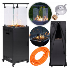 Газовый лучистый обогреватель 13 кВт, стеклянные садовые камни, защитное покрытие. (CHG375)