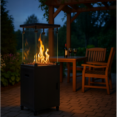 Gāzes sildītājs, starojošais sildītājs, 13 kW, stikla dārza akmeņu pārsegs no MalTec. (TZ-001; CHG375)