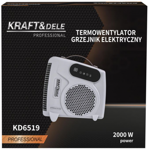 Ventilatora sildītājs, elektriskais sildītājs 2000 W + tālvadības pults (KD6519)