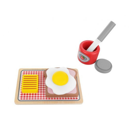 Bērnu koka tosteris ar piederumiem brokastu pagatavošanai (11227)
