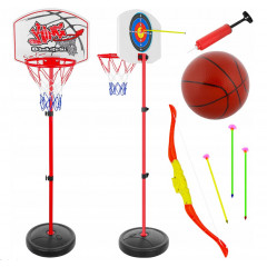 Bērnu basketbola un loka šaušanas komplekts - bumba, statīvs, grozs, loks u.c. (00011466)